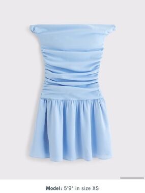Abercrombie & Fitch Light Blue Off the Shoulder Ruched Mini Dress